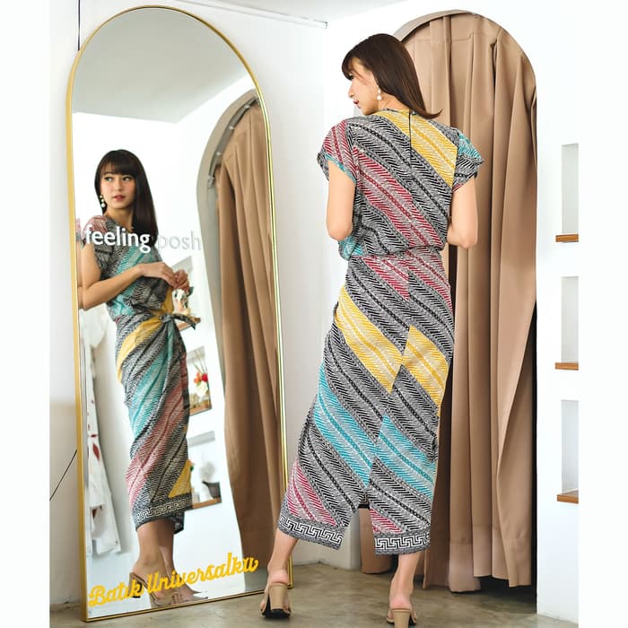 Dress batik Ikat tie waist Parang Rainbow