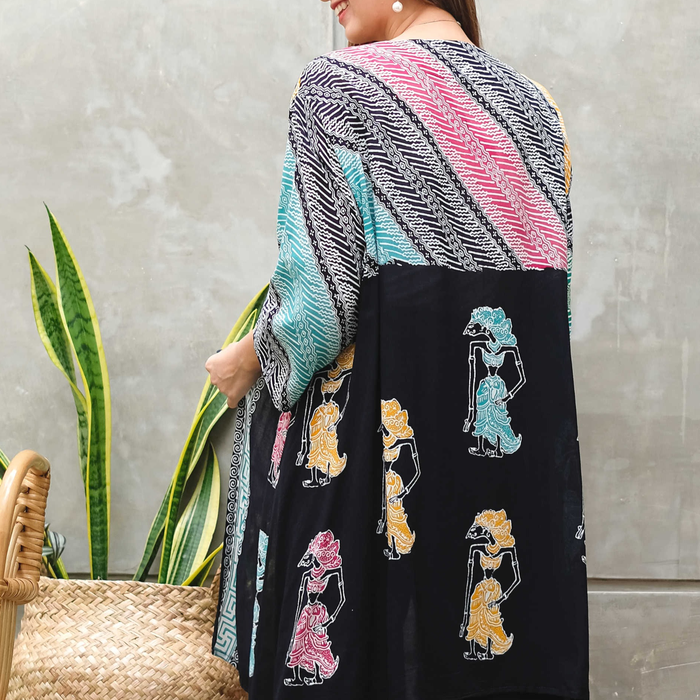 Kimono Batik cap parang wayang rainbow
