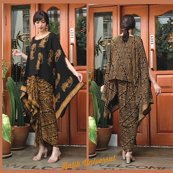 Set Tunic Skirt batik cap Parang Wayang