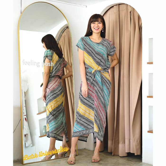 Dress batik Ikat tie waist Parang Rainbow