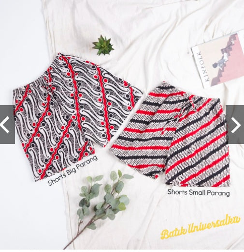 Set Batik Shorts Casual Parang Red