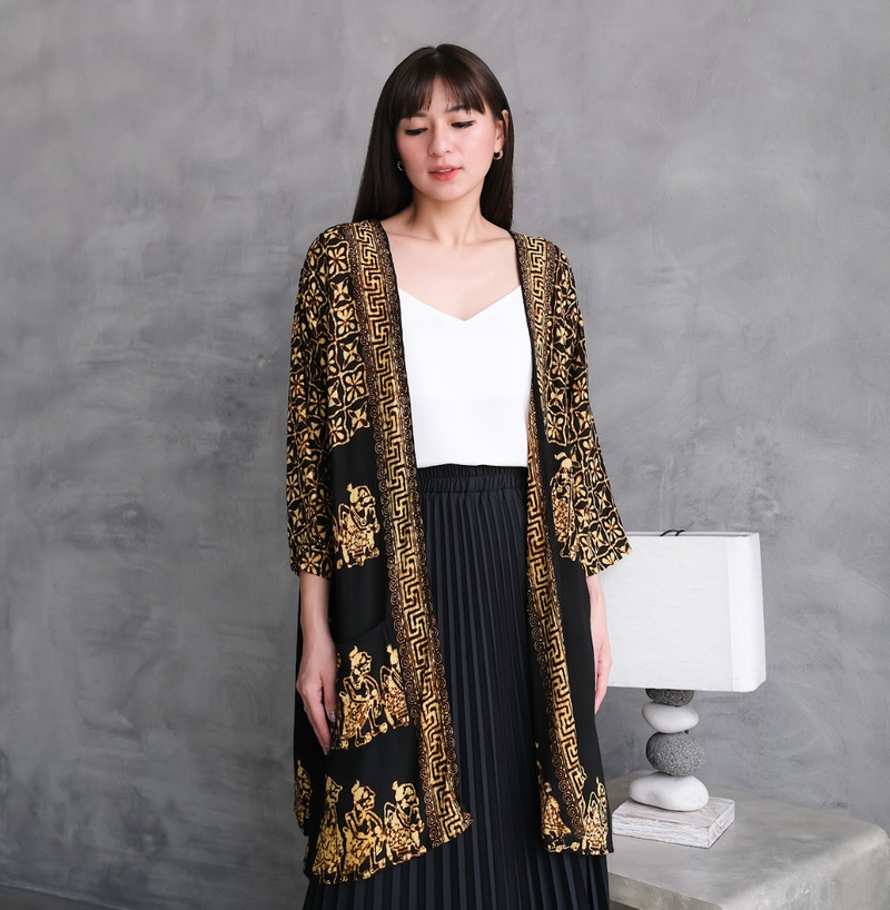 Kimono kantong batik cap - wayang indonesia gareng, petruk, bagong